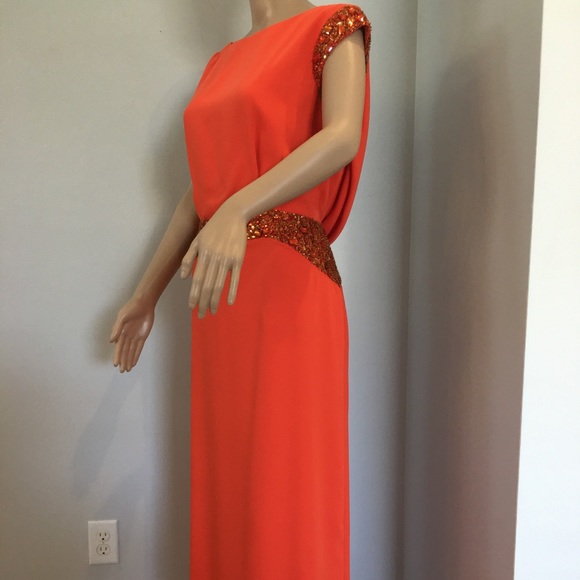 Pamela Rolland Embellished Cowl Back Evening Gown - Picture 3 of 7